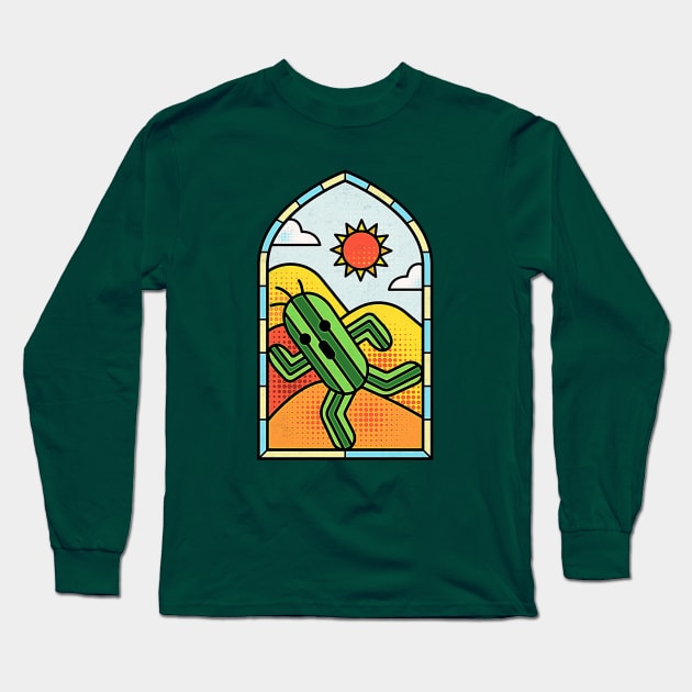 Stained Glass Cactuar Long Sleeve T-Shirt by logozaste